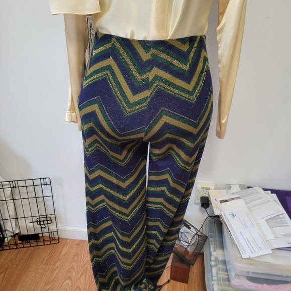 Erika Cavallini Semi Couture Italian Chevron Pattern Flared Pants - Picture 3 of 14